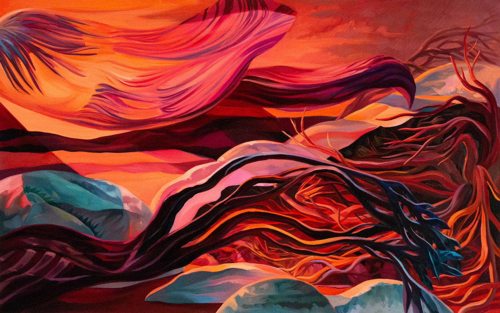 Rachel MacFarlane Sunset Freeze, 2023 Oil on canvas, 30 x 48 in. (76.2 x 121.9 cm)