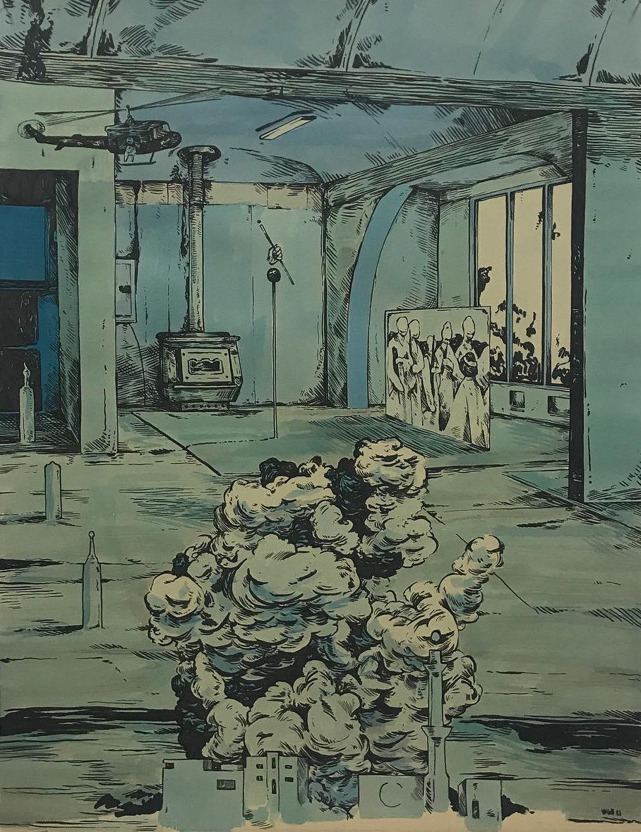 William Buchina Scenery in Blue #14, 2021 Ink on paper, 22 x 17 inches (55.9 x 43.2 cm)