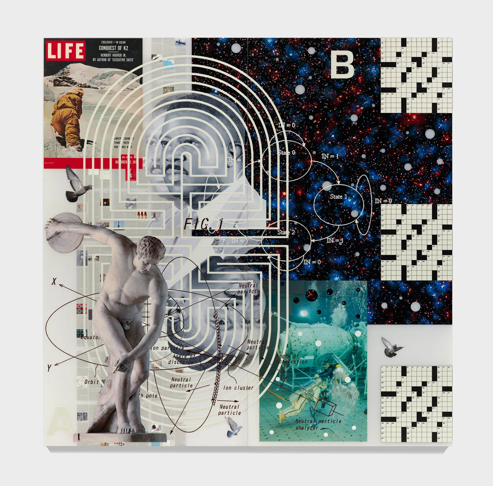 Tavares Strachan Before the Impact, 2022 2 panels; oil, enamel, pigment, acrylic, matboard 42 x 84 in. (106.7 x 213.4...