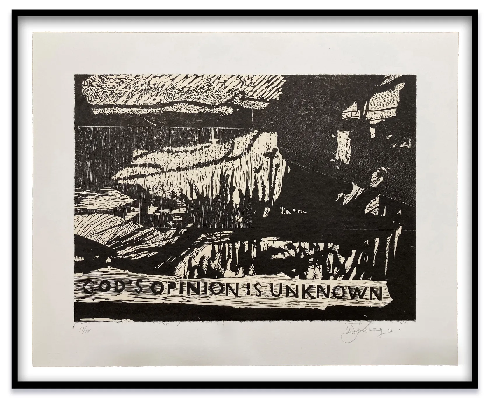 William Kentridge God's Opinion is Unknown, 2019 15 3/4 x 20 3/8 in. (40 x 51.8 cm) Edition of 18
