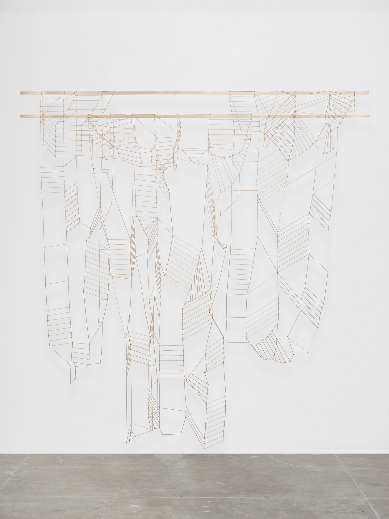 Leonor Antunes discrepancies with W.W. #14, 2025 Brass Dimensions variable Left most element laid flat: 132x29 Center element laid flat:...