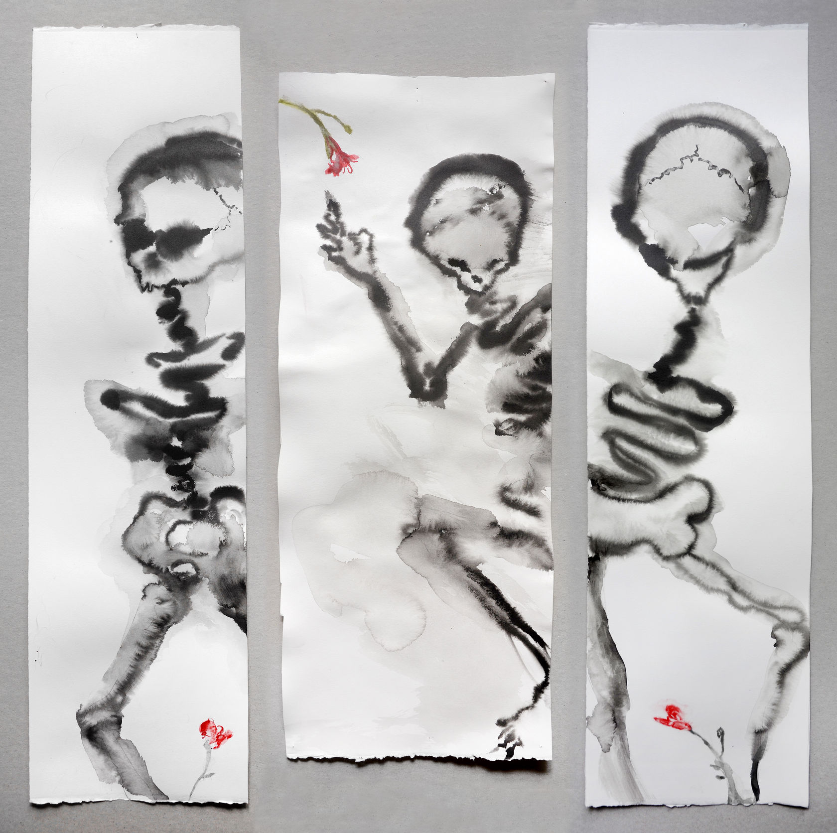 Annette Messager Squelettes fleur, 2020 Acrylic on paper 26 1/8 x 26 1/8 in. (66.5 x 66.5 cm)