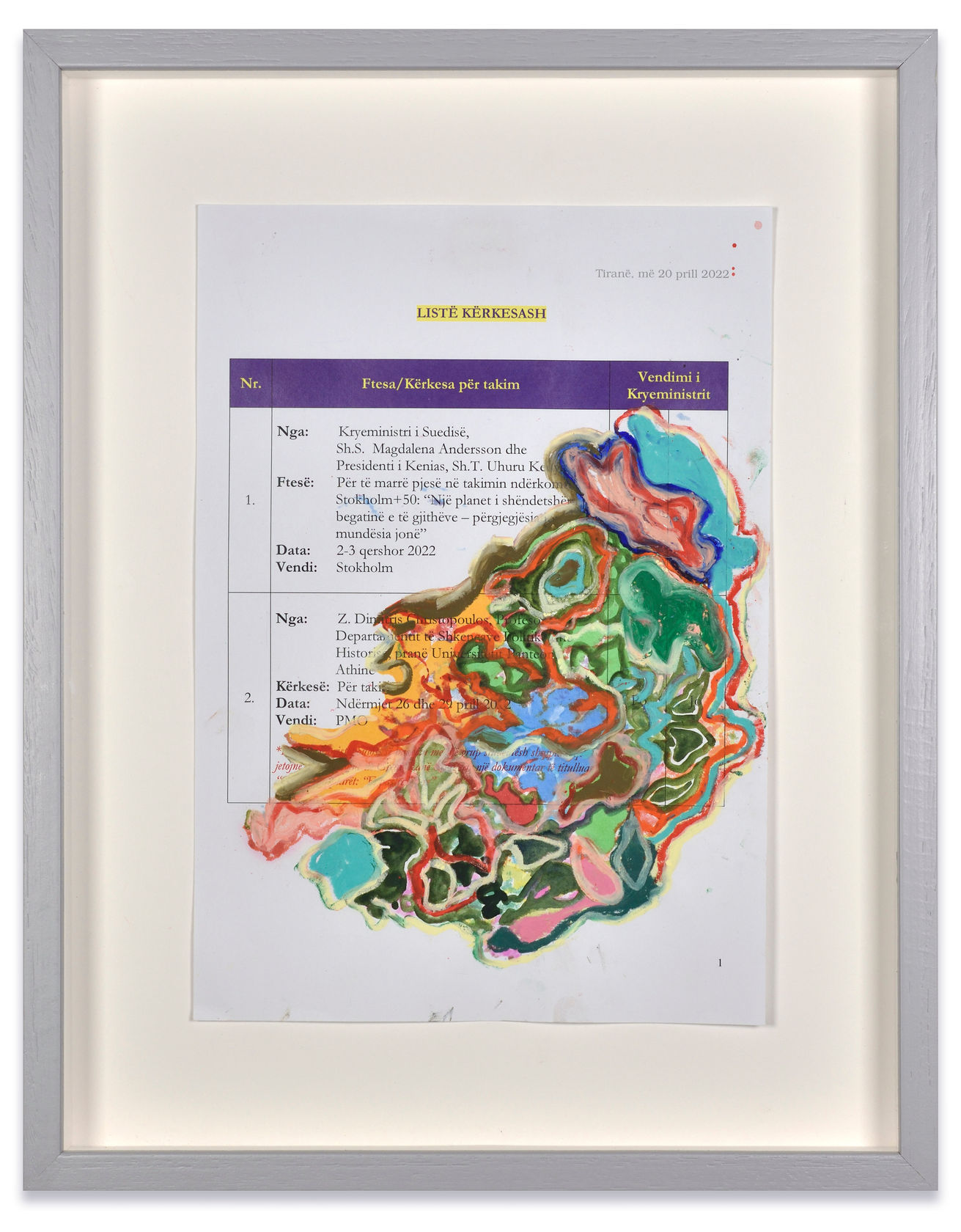 Edi Rama Untitled, 2023 Mixed media on paper Paper: 7 7/8 x 11 3/4 in. (20 x 30 cm) Frame:...