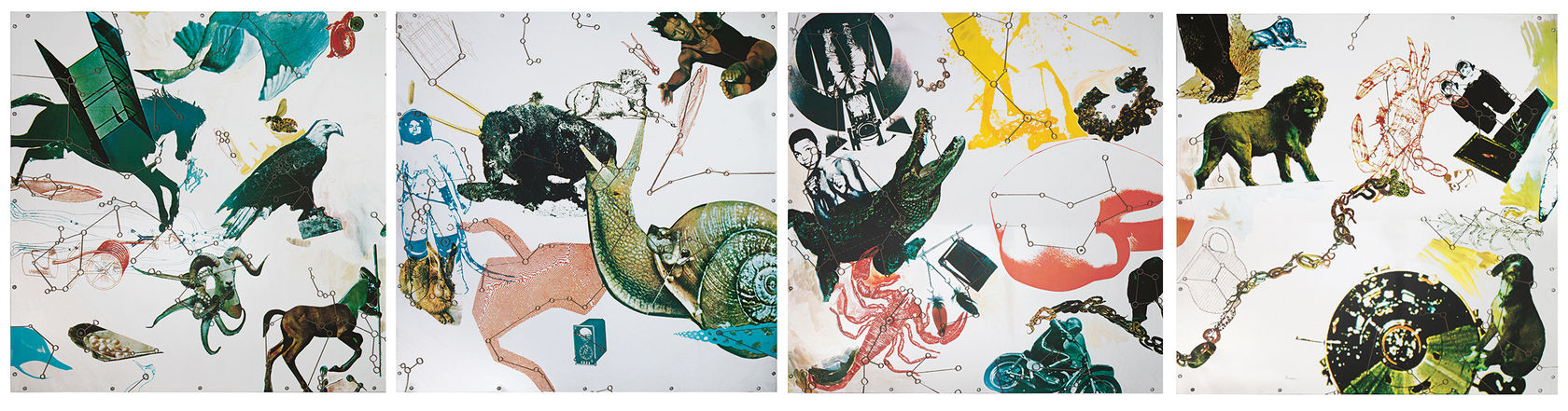 Robert Rauschenberg Star Quarters, 1972 4 parts; screenprint on mirrored acrylic 48 x 48 in. (121.9 x 121.9 cm) (each)...