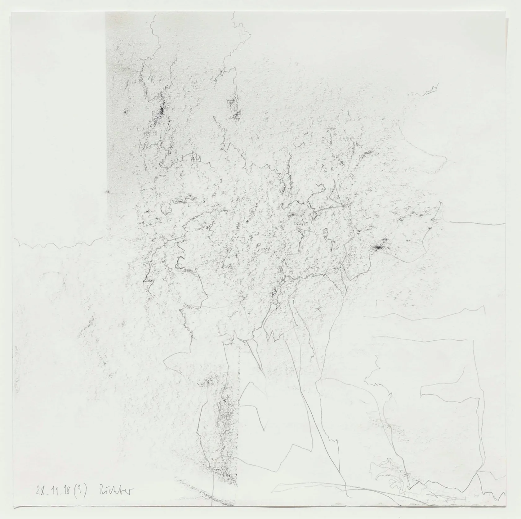 Gerhard Richter 28.11.2018 (1), 2018 Graphite on paper Paper: 9 1/8 x 9 1/8 in. (23 x 23 cm) Frame:...