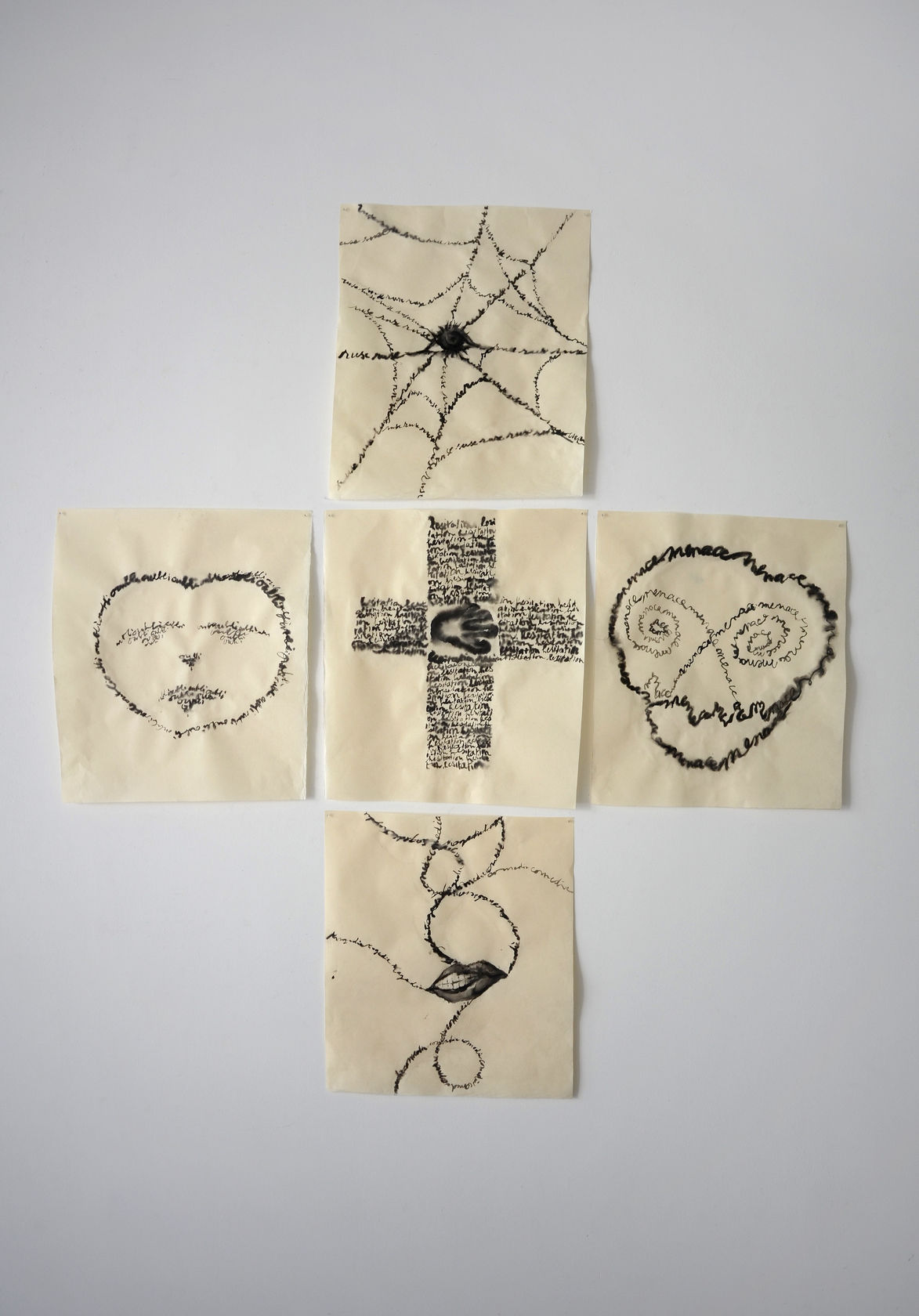 Annette Messager Hésitation, 2023 Acrylic on paper Paper: 19 3/4 x 16 7/8 in. (50 x 43 cm) 60 5/8...