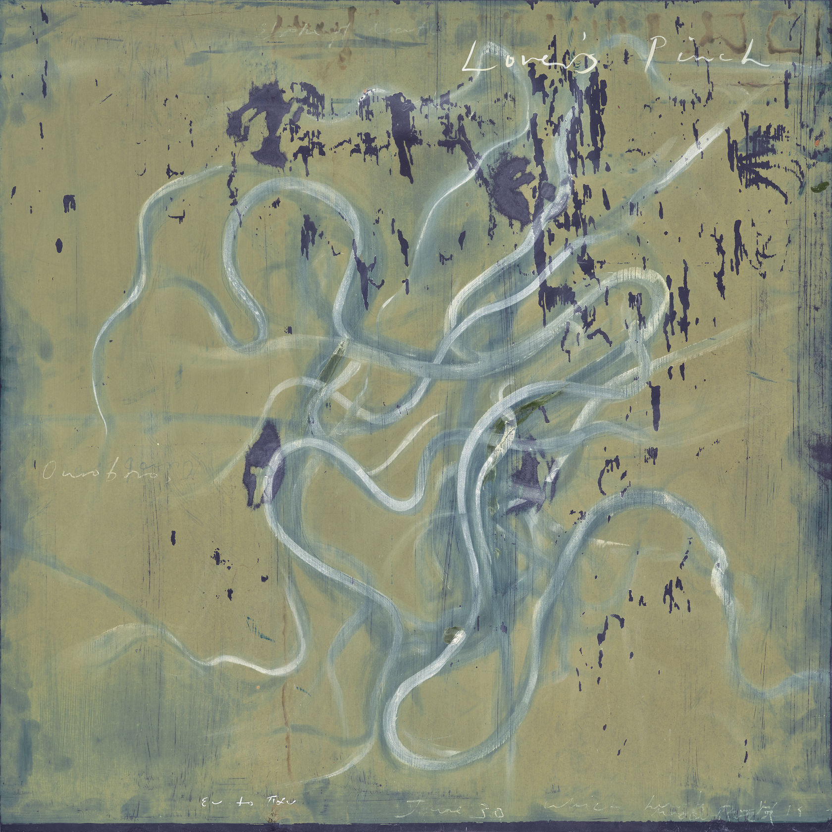 Tacita Dean Lover's Pinch, 2025 Chalk, pearlescent powdered pigment, gouache and white charcoal pencil on found painted slate Slate: 31...