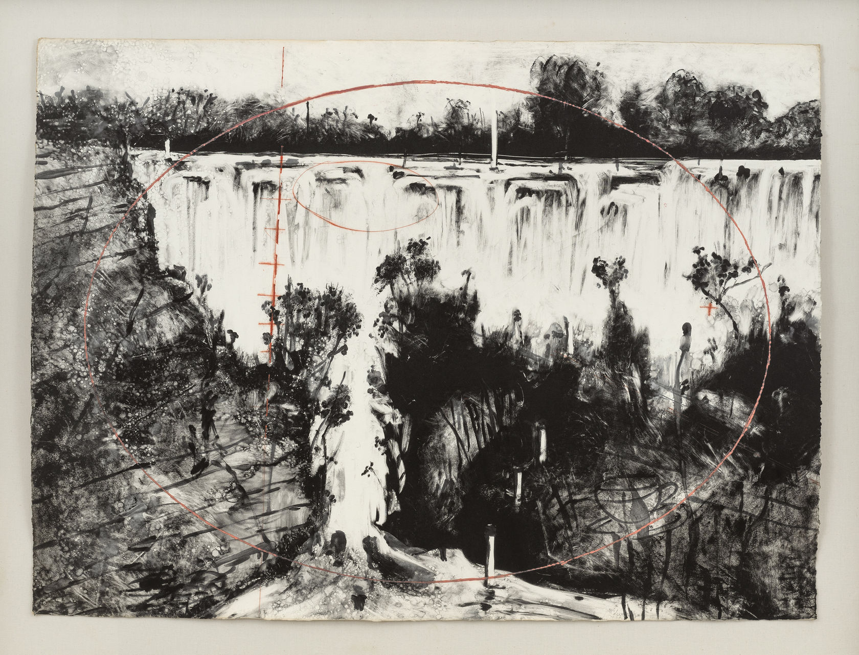 William Kentridge Colonial Landscape (Falls Looking Upstream), 1996 Charcoal and colored pencil on paper Paper: 29 3/4 x 39 3/4...