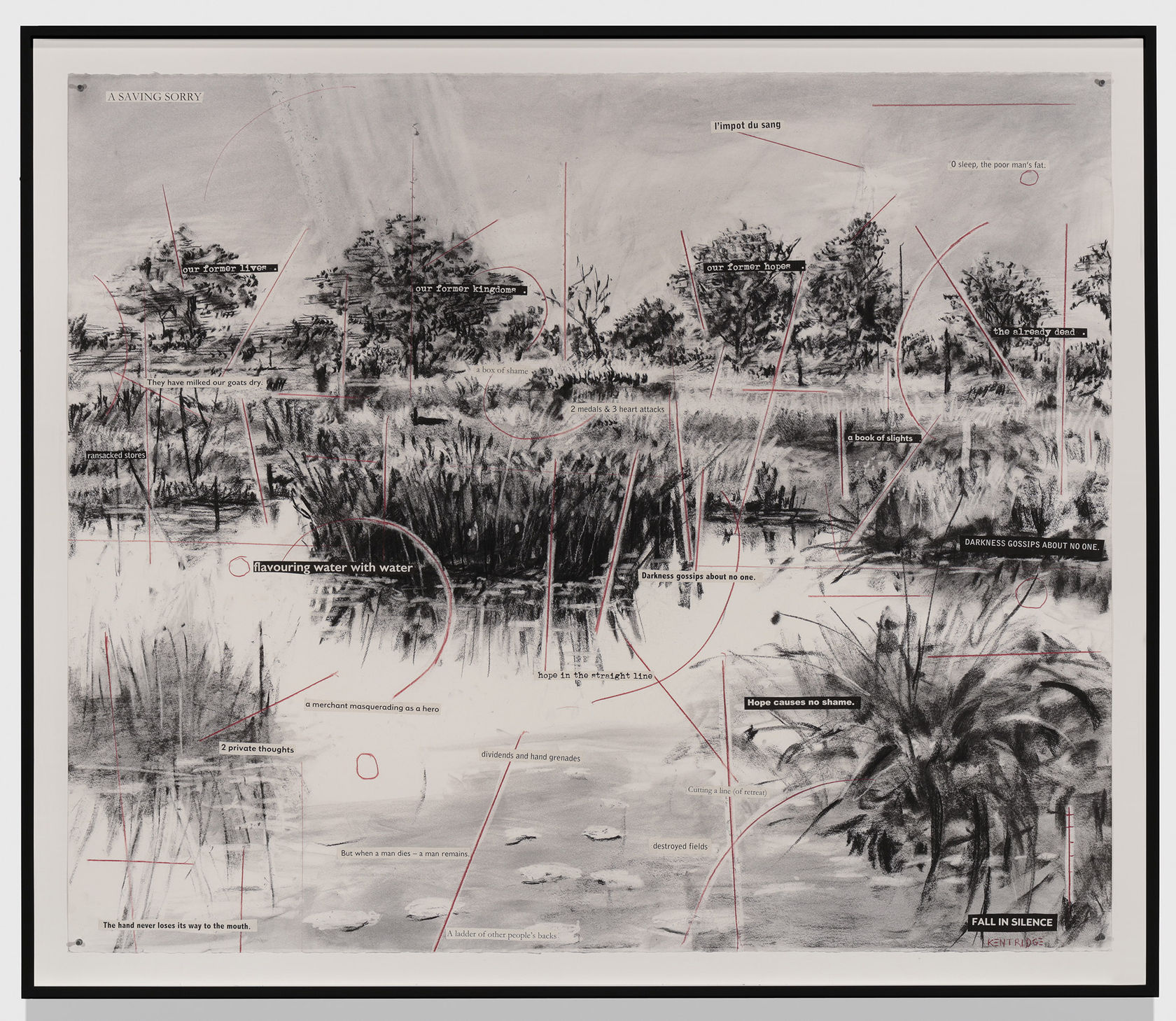 William Kentridge Drawing for 'The Head & the Load' (Pool with Reeds I), 2018