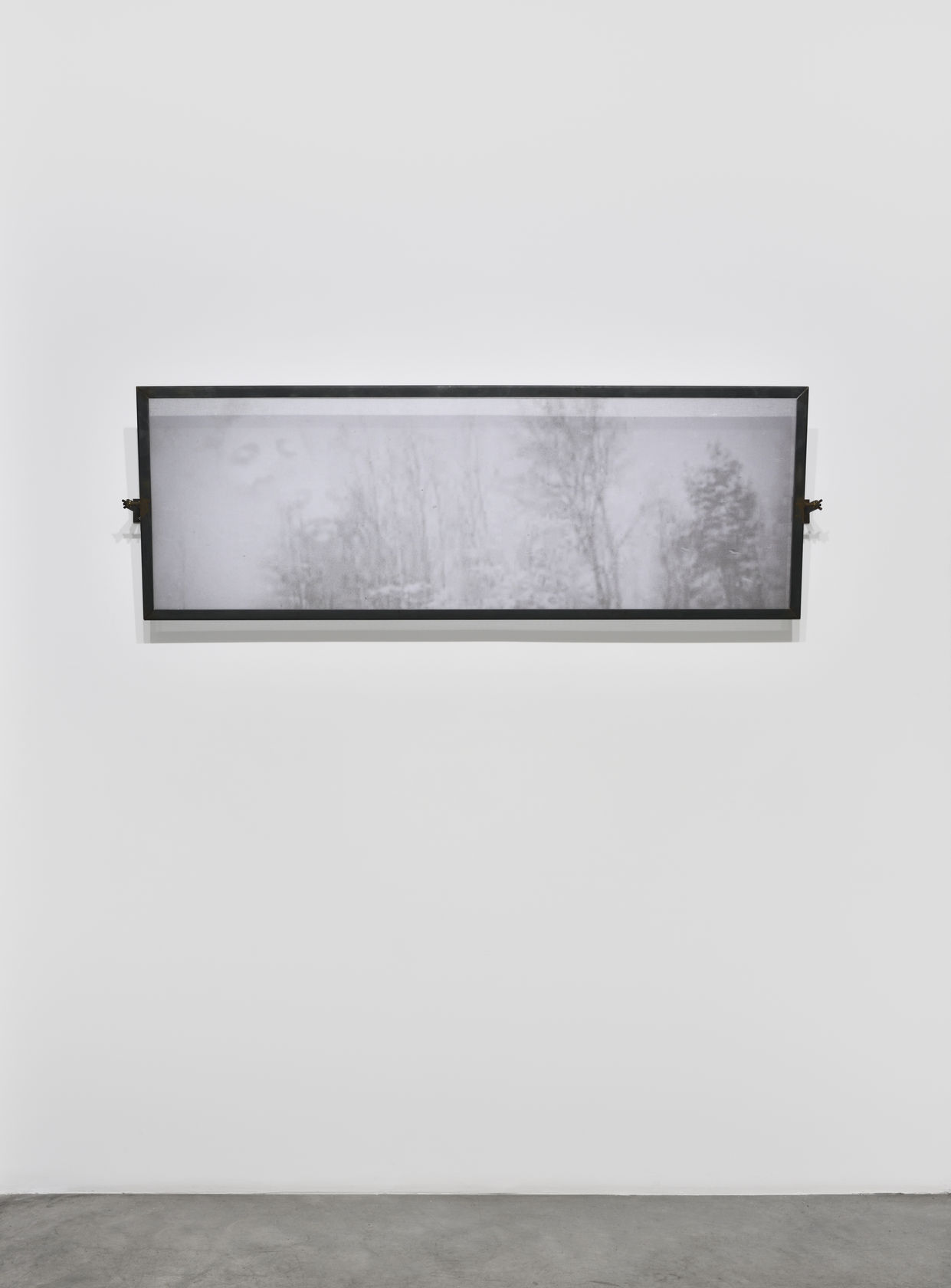 Christian Boltanski Apparitions, 2021 Print on veil framed between 2 sheets of Plexiglas, metal stands 24 1/8 x 70 7/8...