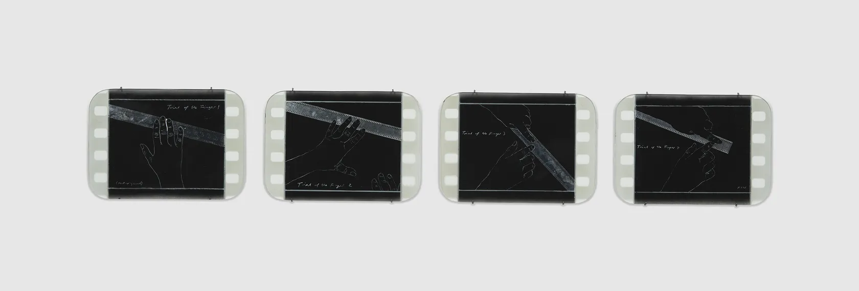 Tacita Dean Locomotive Drawings: Trial of the Finger 1-4, 2025 Enamel and mirror lacquer on found tarnished steam train windows...