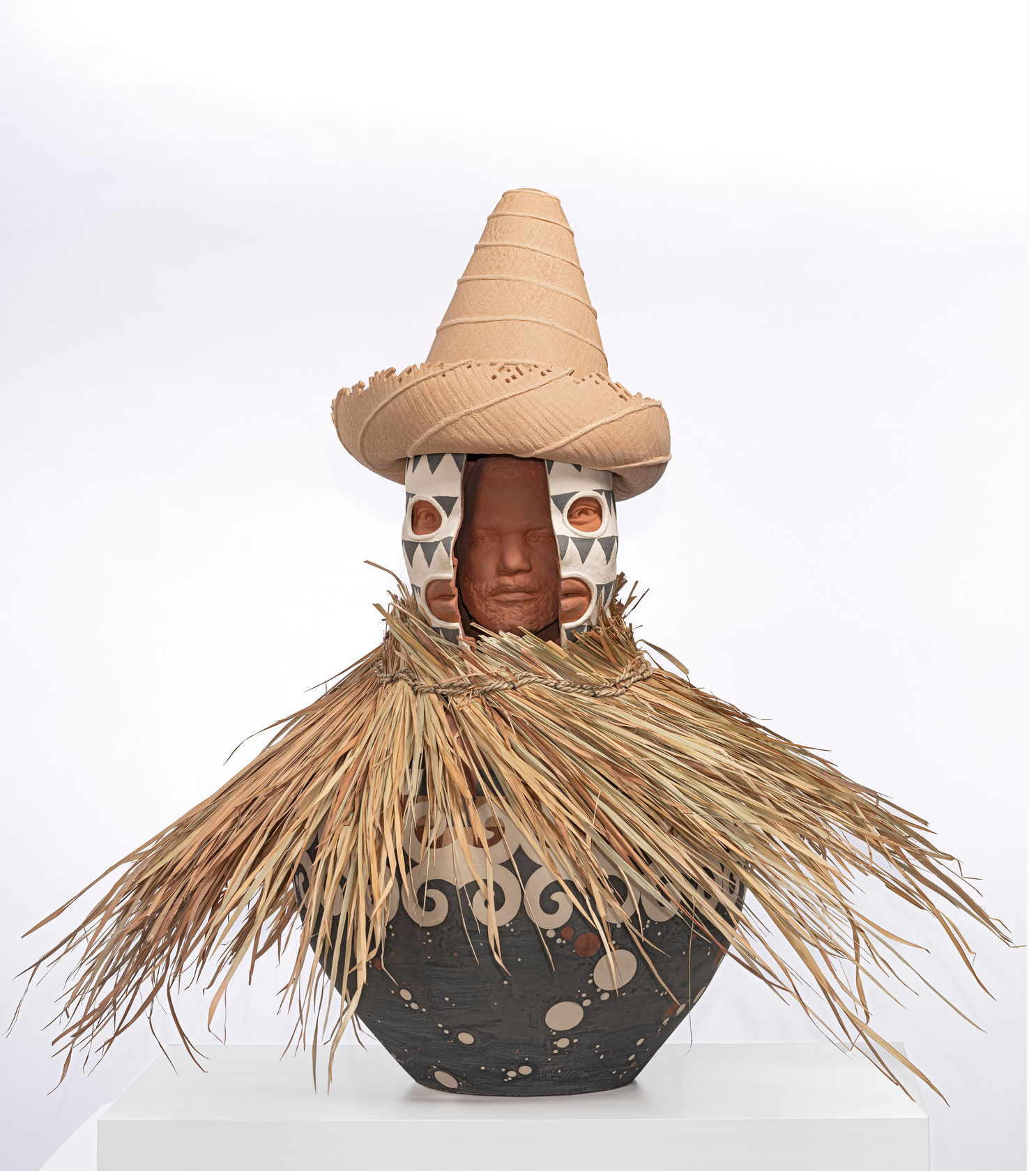 Tavares Strachan Self-Portrait (Dr. Offfff), 2023 Ceramic, straw 47 1/4 x 35 3/8 x 35 3/8 in. (120 x 90...