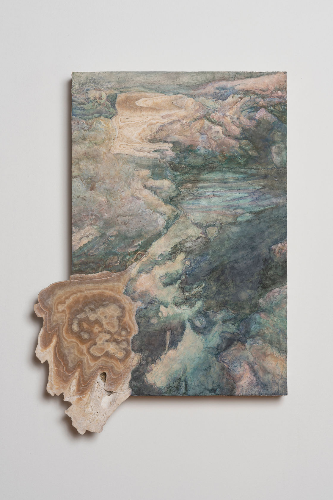 Anri Sala Surface to Air XXV (Tartaruga/34° 48' 4'N, 133° 56' 34'E), 2024 Fresco painting, intonaco on aerolam, Tartaruga marble...