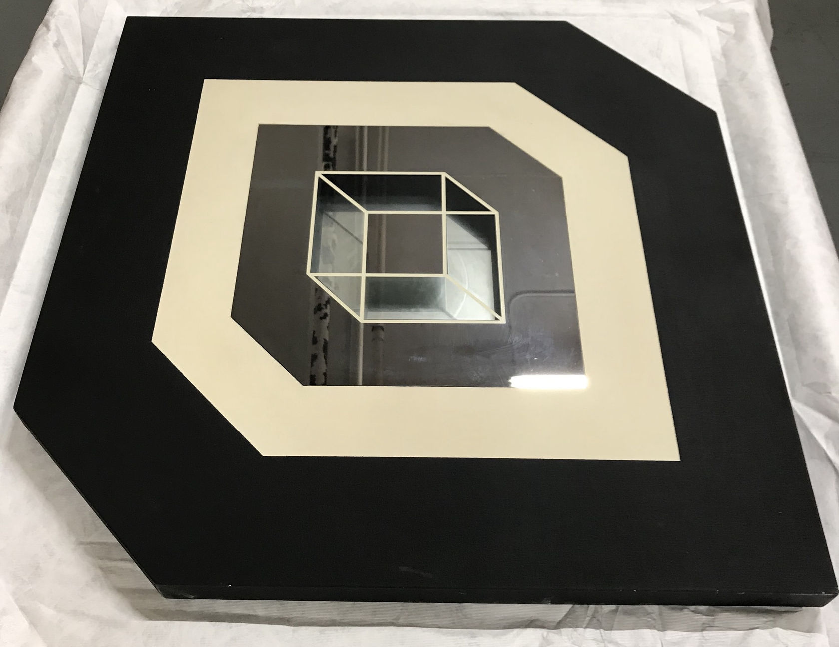 Larry Bell Lux III, 1971 Silkscreen, mirror and canvas on board 36 x 36 x 2 in. (91.4 x 91.4...