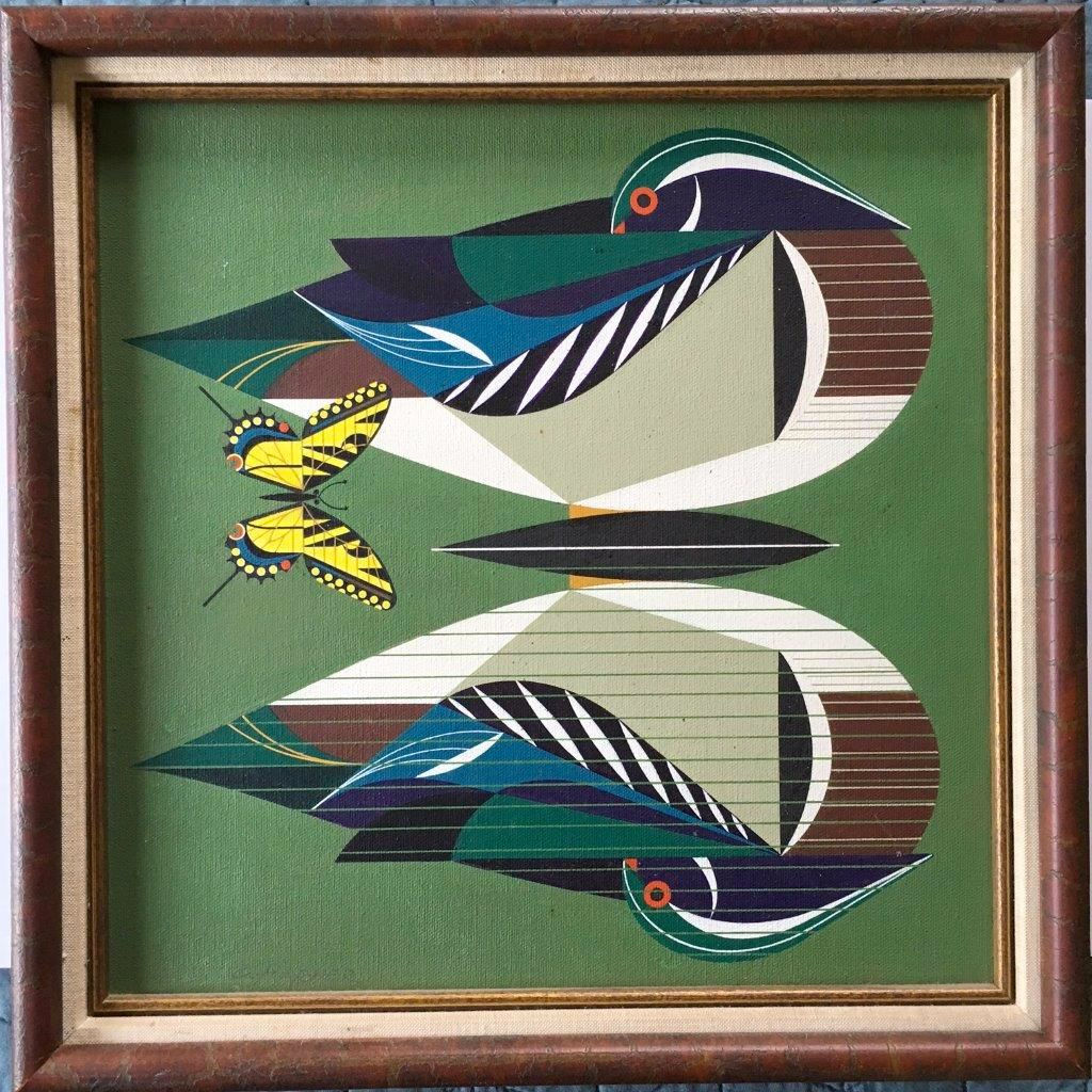 Charley Harper Wood Duck Mirror Image, 1979