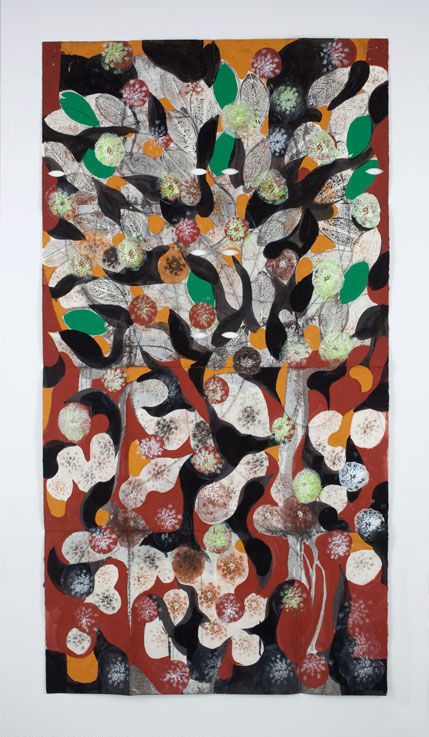 Gabriel Orozco Blackbirds in the trees, Lac Du Bourdon, 2010 Gouache, charcoal on paper 72 1/4 x 38 1/2 in....