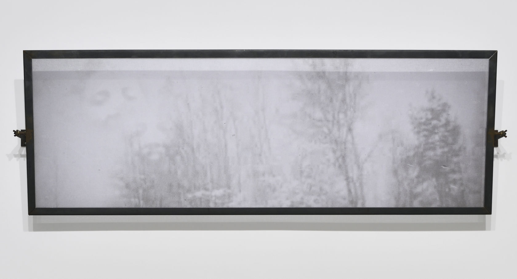 Christian Boltanski Apparitions, 2021 Print on veil framed between 2 sheets of Plexiglas, metal stands 24 1/8 x 70 7/8...