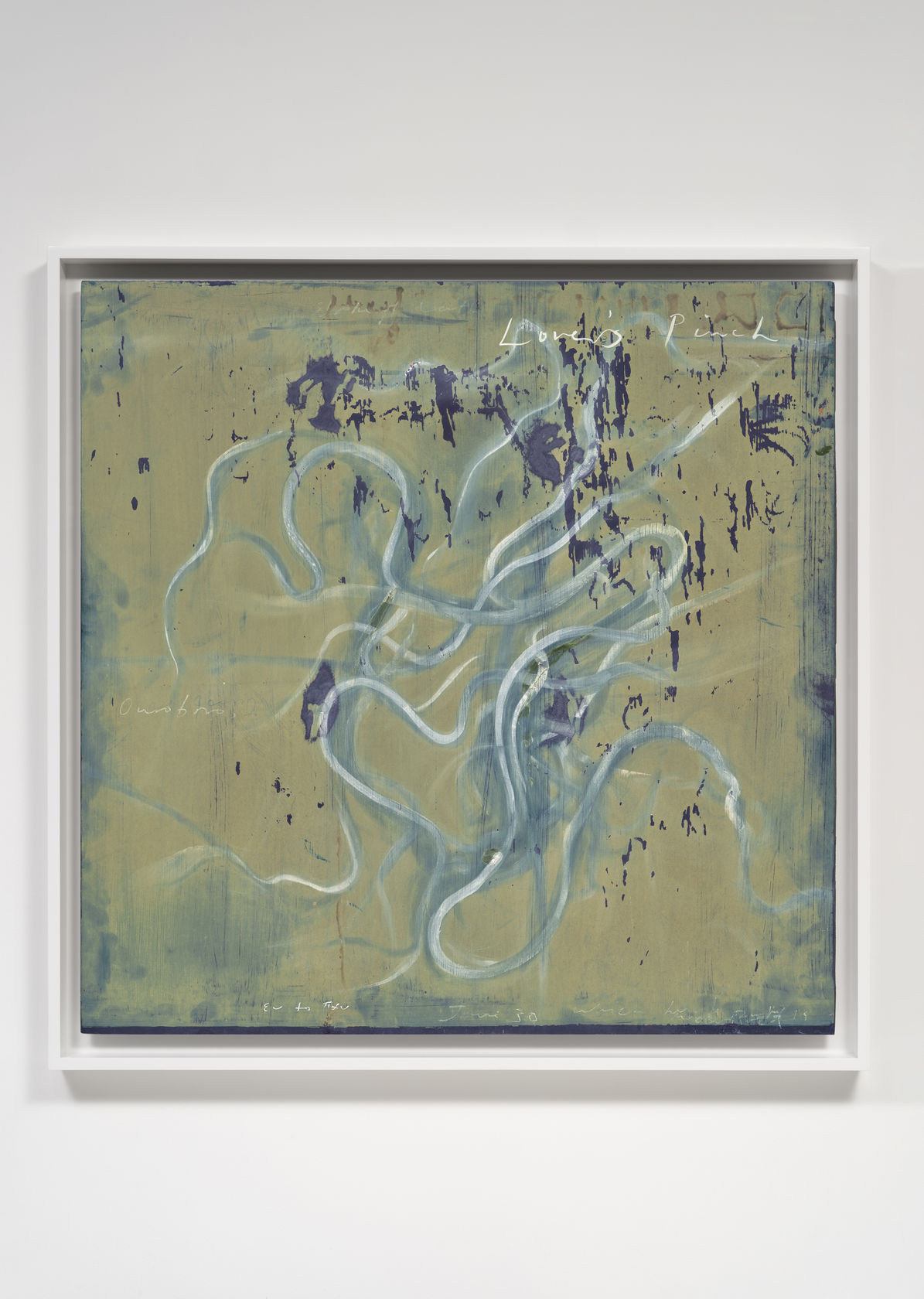 Tacita Dean Lover's Pinch, 2025 Chalk, pearlescent powdered pigment, gouache and white charcoal pencil on found painted slate Slate: 31...