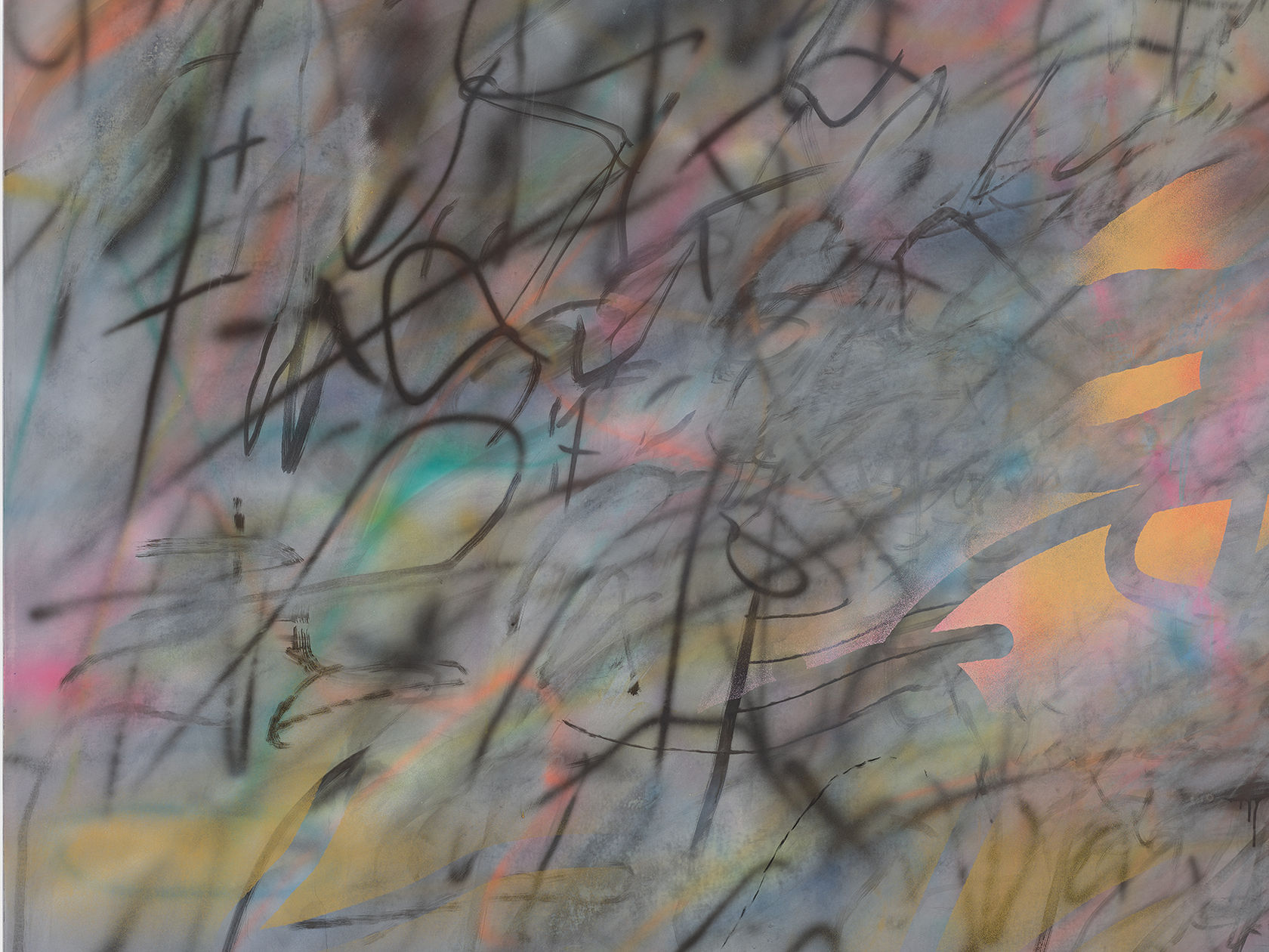 Julie Mehretu A Love Supreme, 2014-2018 Ink and acrylic on canvas 90 x 180 in. (228.6 x 457.2 cm)