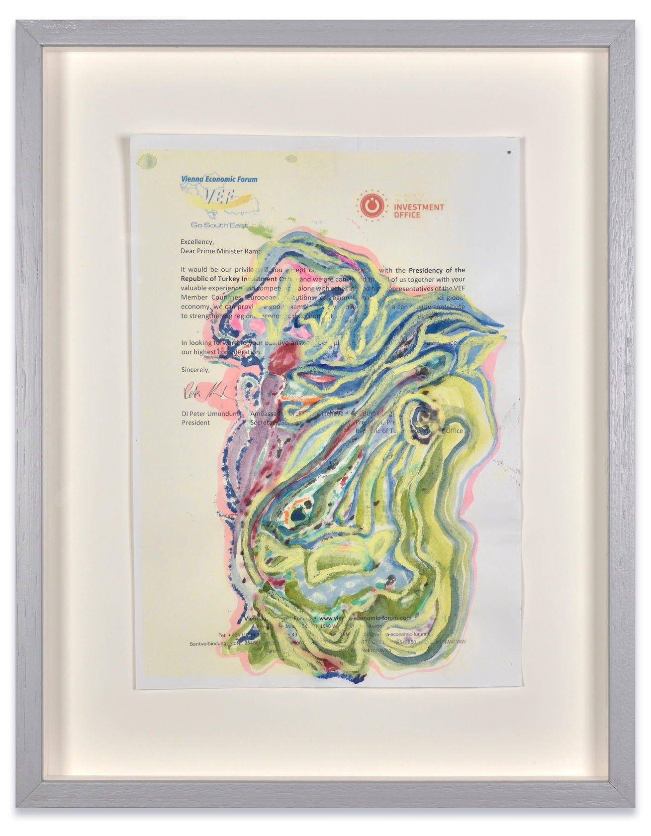 Edi Rama Untitled, 2023 Mixed media on paper Paper: 7 7/8 x 11 3/4 in. (20 x 30 cm) Frame:...