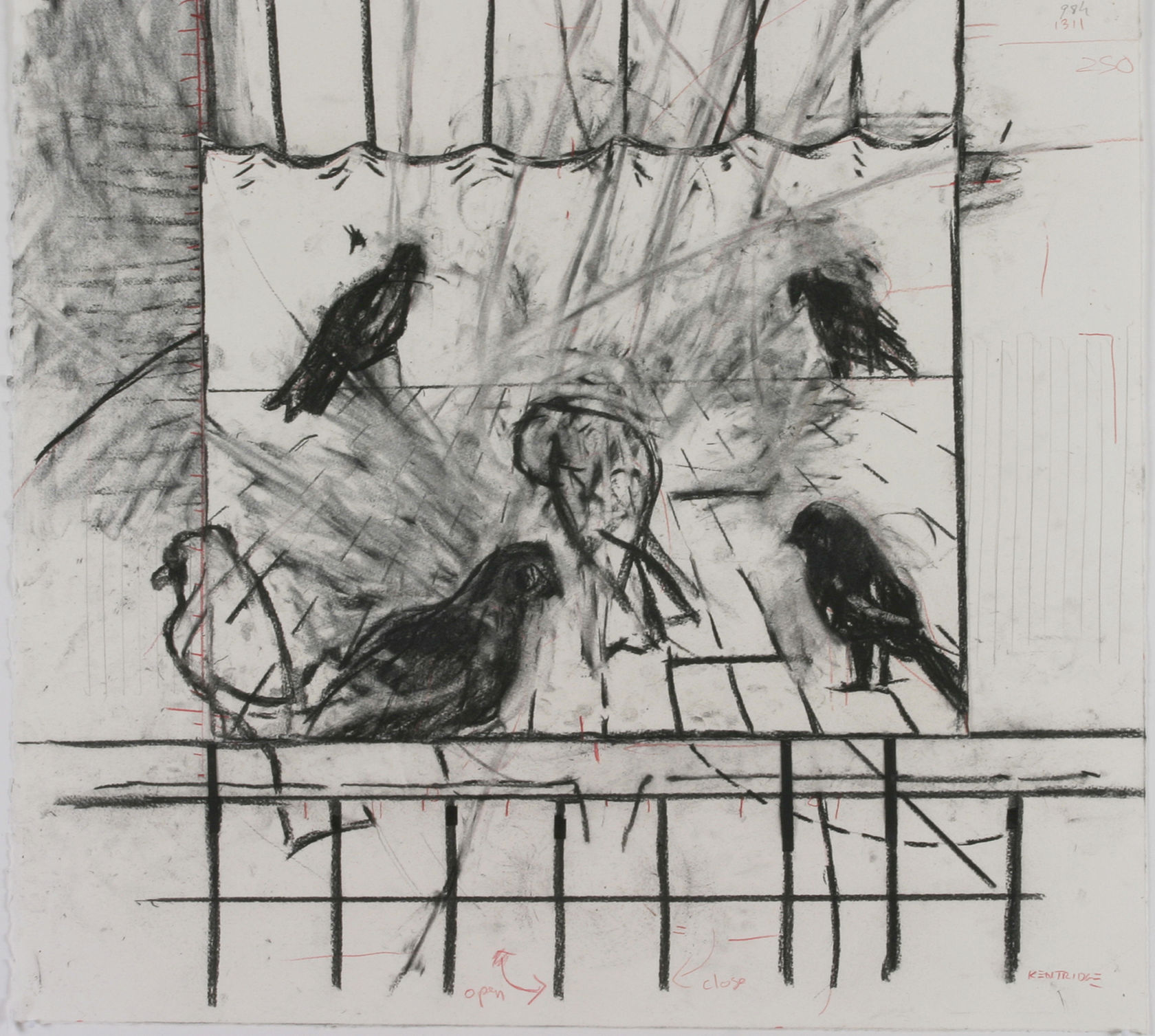 William Kentridge Drawing for 'Learning the Flute' (Birds), 2003