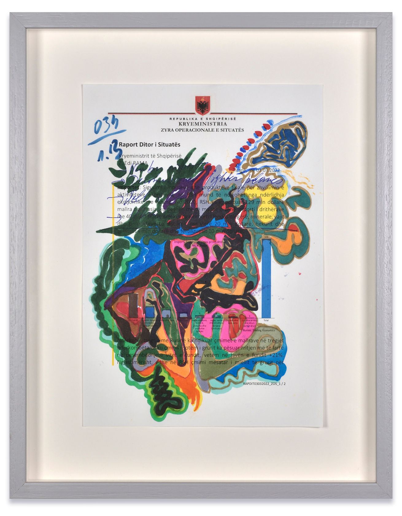 Edi Rama Untitled, 2023 Mixed media on paper Paper: 7 7/8 x 11 3/4 in. (20 x 30 cm) Frame:...