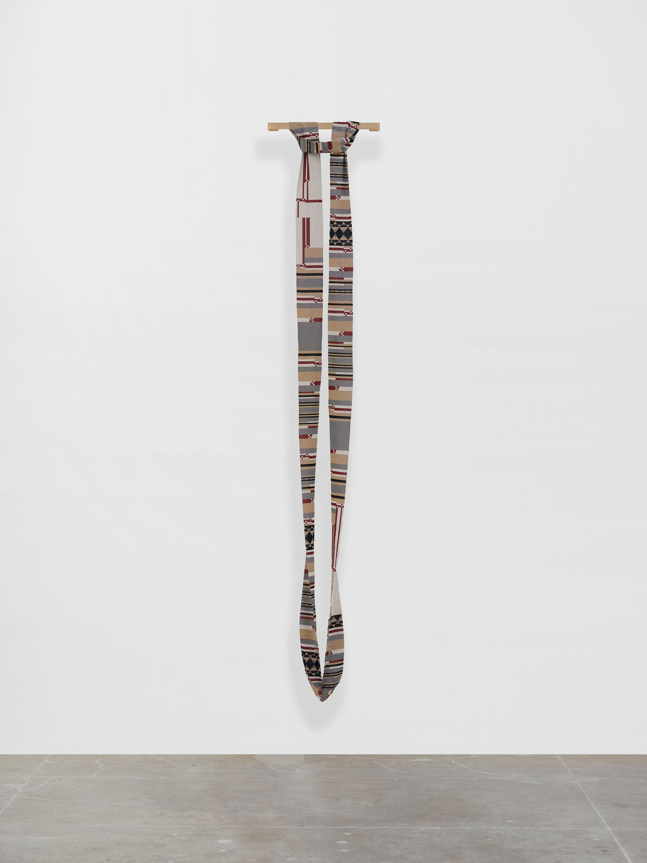 Leonor Antunes discrepancies with W.W. #15, 2025 Glass beads, FireLine thread Dimensions variable Laid flat dims: 112'x5'