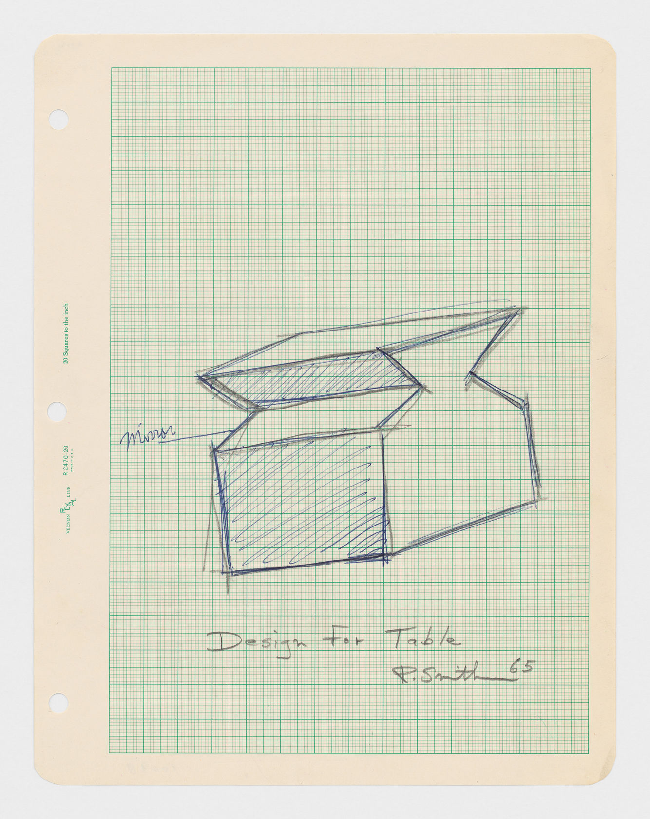 Robert Smithson Design for table, 1965 Graphite pencil and ink on graph paper Paper: 11 x 8 in. (27.9 x...
