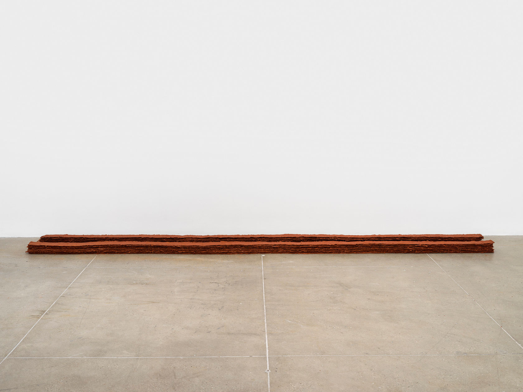 Delcy Morelos Eva, 2013 24 pieces; clay, brick dust, and acrylic binder on jute Approx. 140 x 4 x 3...