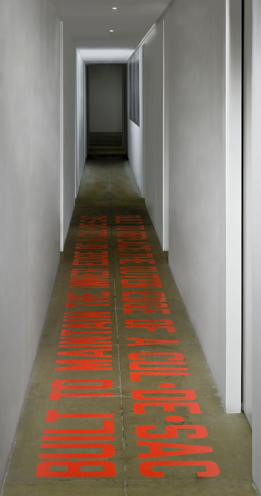 Lawrence Weiner BUILT TO MAINTAIN, THE INNER EDGE OF A CUL-DE-SAC BUILT TO REPLACE THE OUTER EDGE OF A CUL-DE-SAC,...