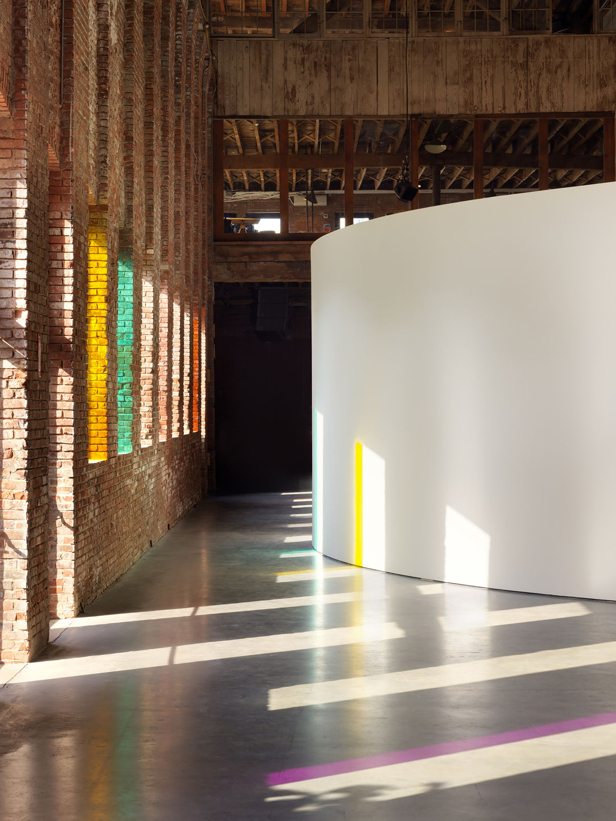 Gerard & Kelly Relay, 2018 Transparent vinyl on windows (9 colors) Dimensions variable Edition of 5