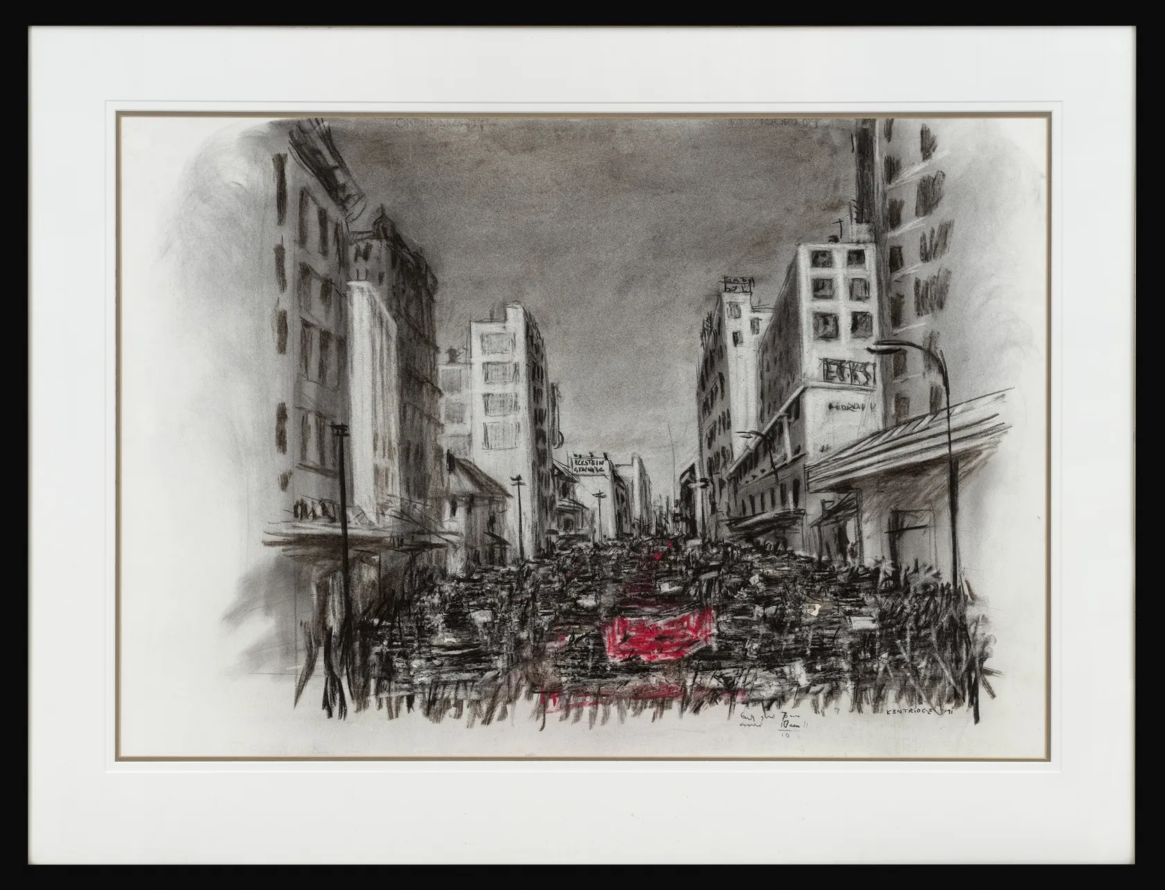 William Kentridge A March Scene from 'Sobriety, Obesity & Growing Old', 1991 Charcoal and pastel on paper Paper: 26 3/4...