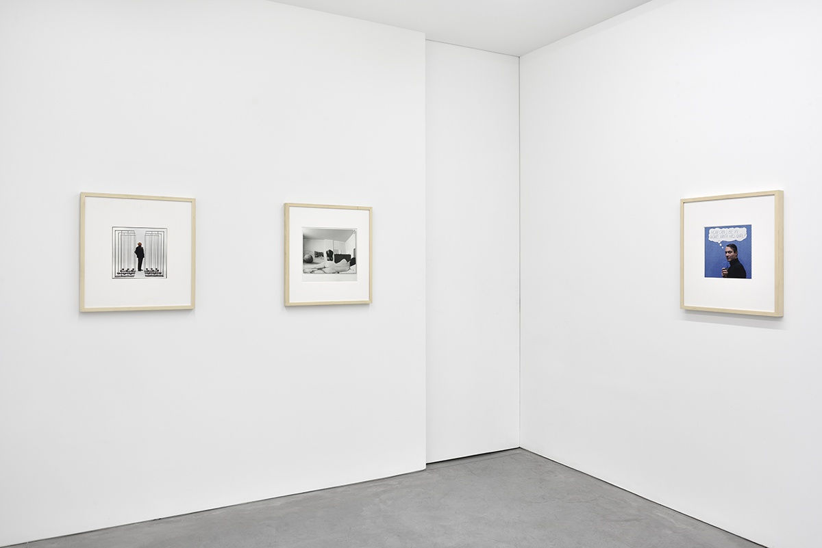 3 framed artworks hang in a gallery.