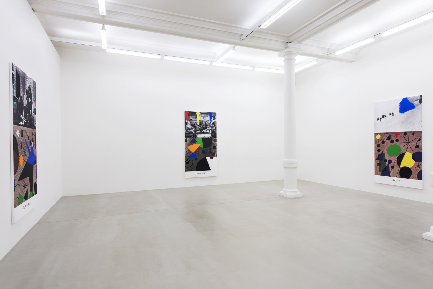 An exhibition installation view from: John Baldessari, Miró and Life in General