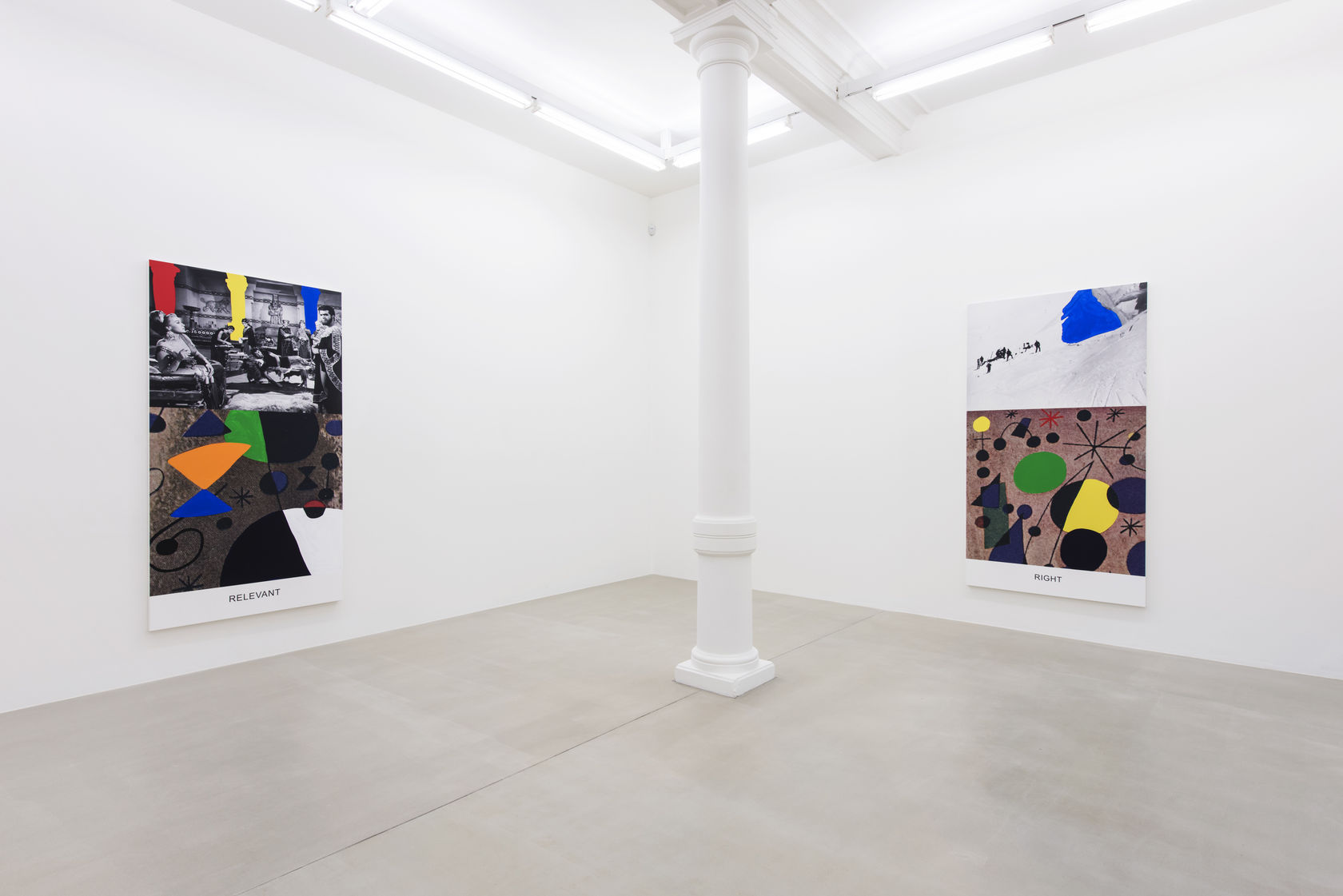 An exhibition installation view from: John Baldessari, Miró and Life in General