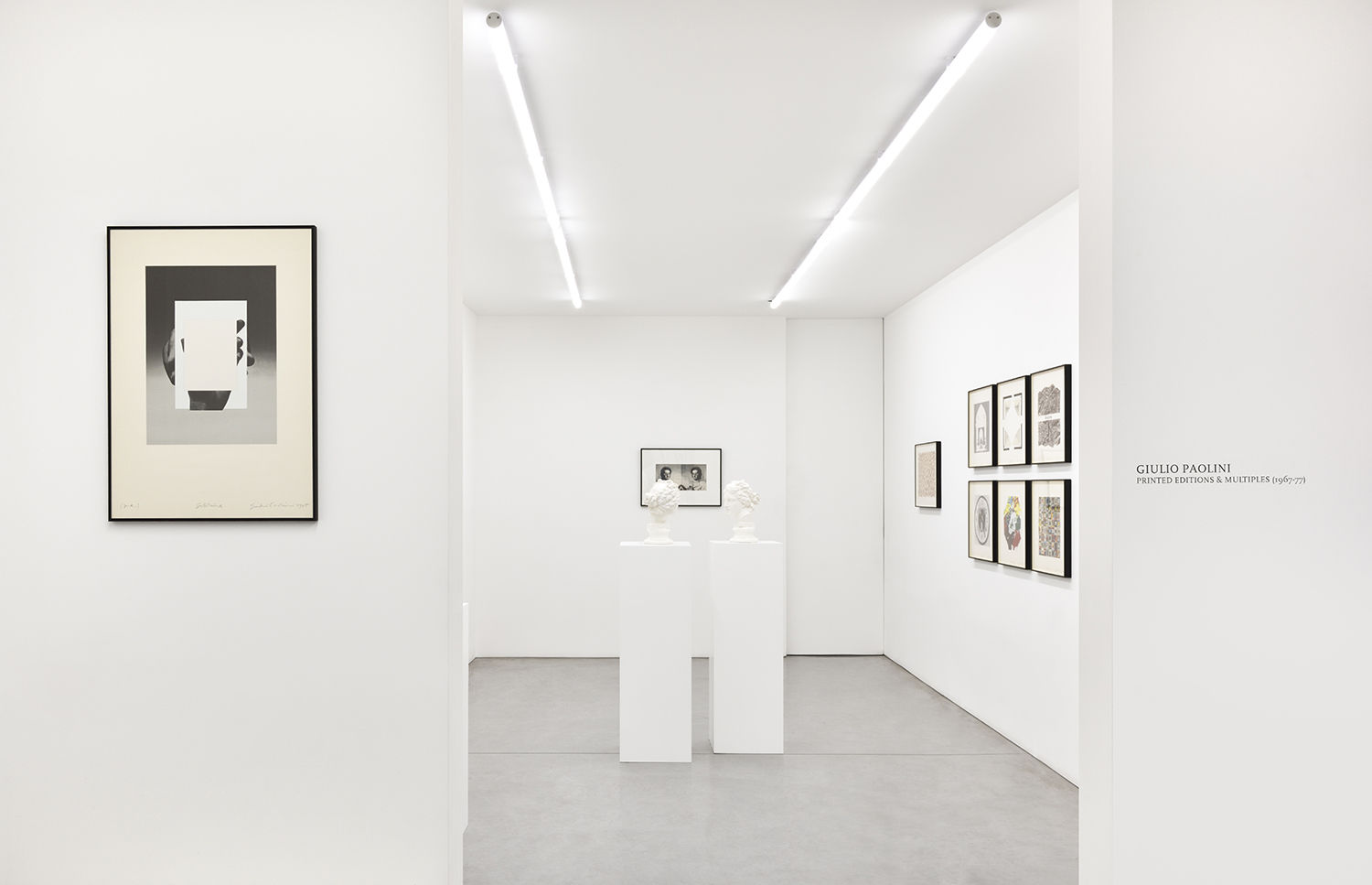 An exhibition installation view from: Giulio Paolini, Printed Editions and Multiples (1967 – 1977)