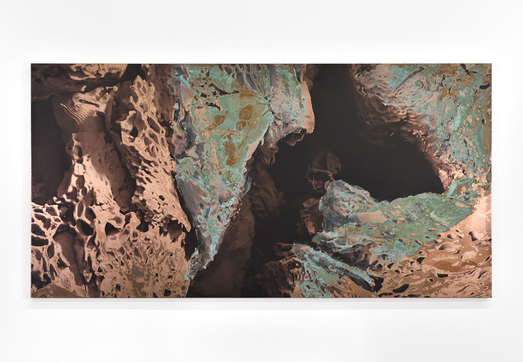 Cristina Iglesias Cave Study VII, 2022 Acid on silkscreen on copper 19 3/4 x 39 3/8 x 5/8 in. (50...