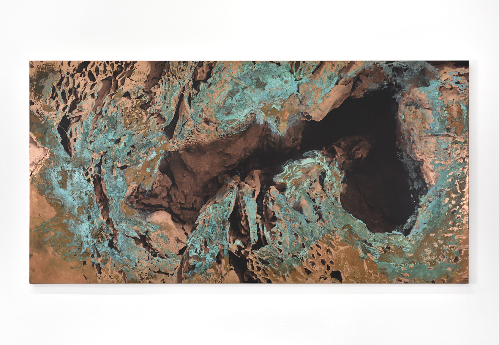 Cristina Iglesias Cave Study XX, 2022 Acid on silkscreen on copper 19 3/4 x 39 3/8 x 5/8 in. (50...