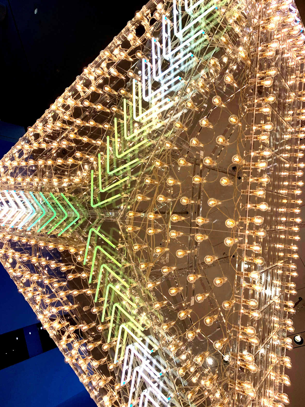 Philippe Parreno Marquee (MoMA)2019 Transparent plexiglas with LED light bulbs and neon, DMX controller 131.1 x 360.7 x 313.1 cm...