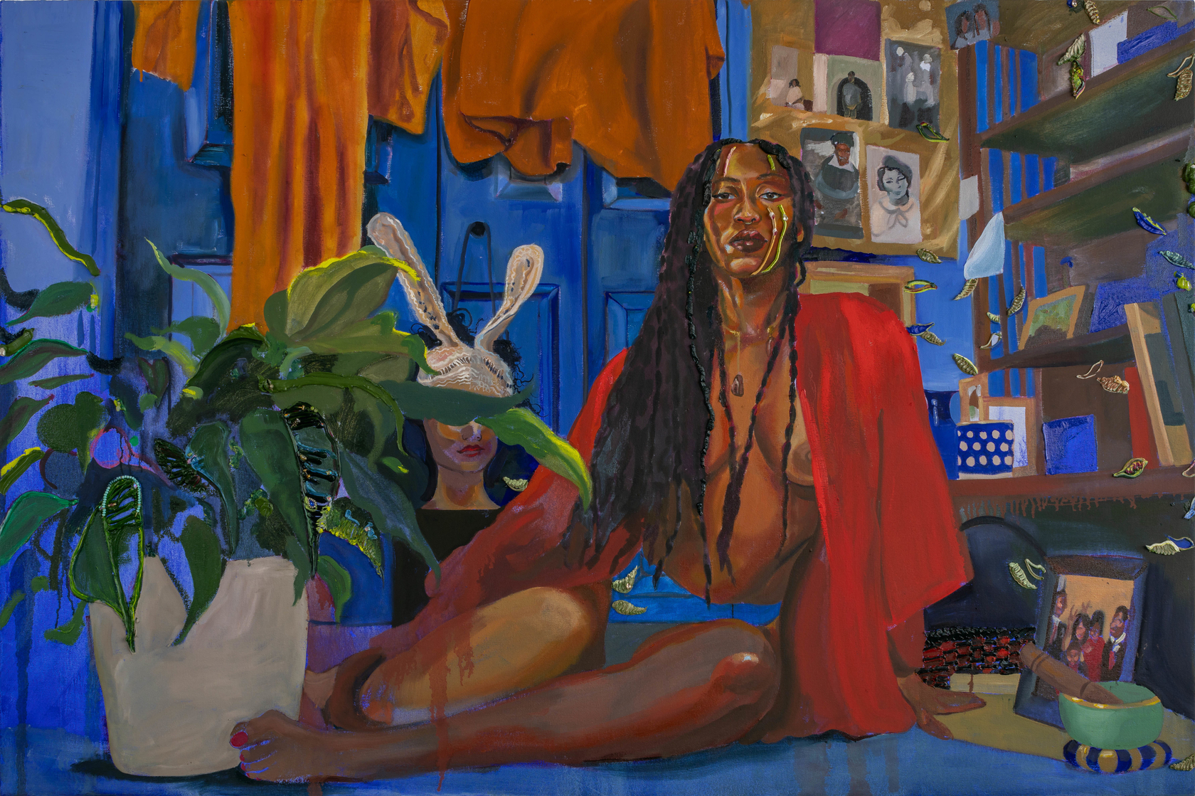 Gisela McDaniel Find my voice again2022 Oil on canvas, found objects, sound 101.6 x 152.4 cm 40 x 60 in