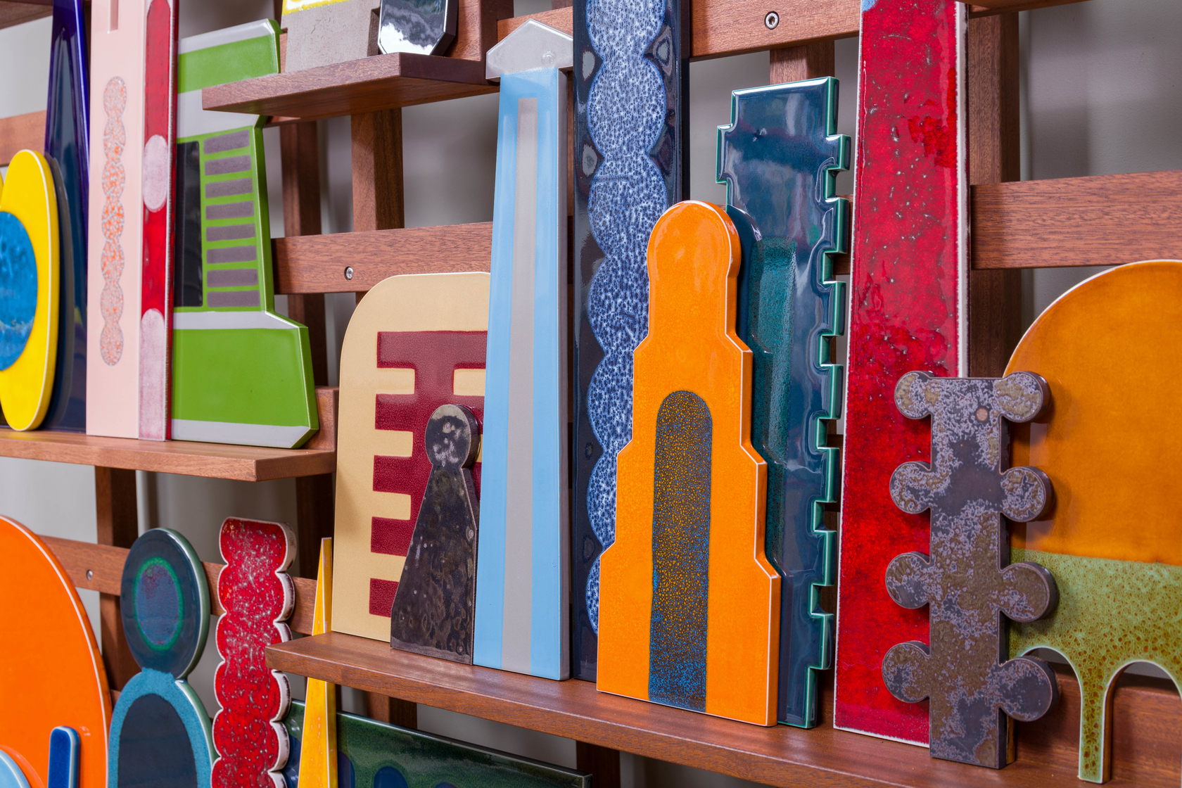 Lubna Chowdhary Serial Structures2023 Ceramic and Sapele wood 265 x 180 x 42 cm 104.38 x 70.88 x 16.5 in