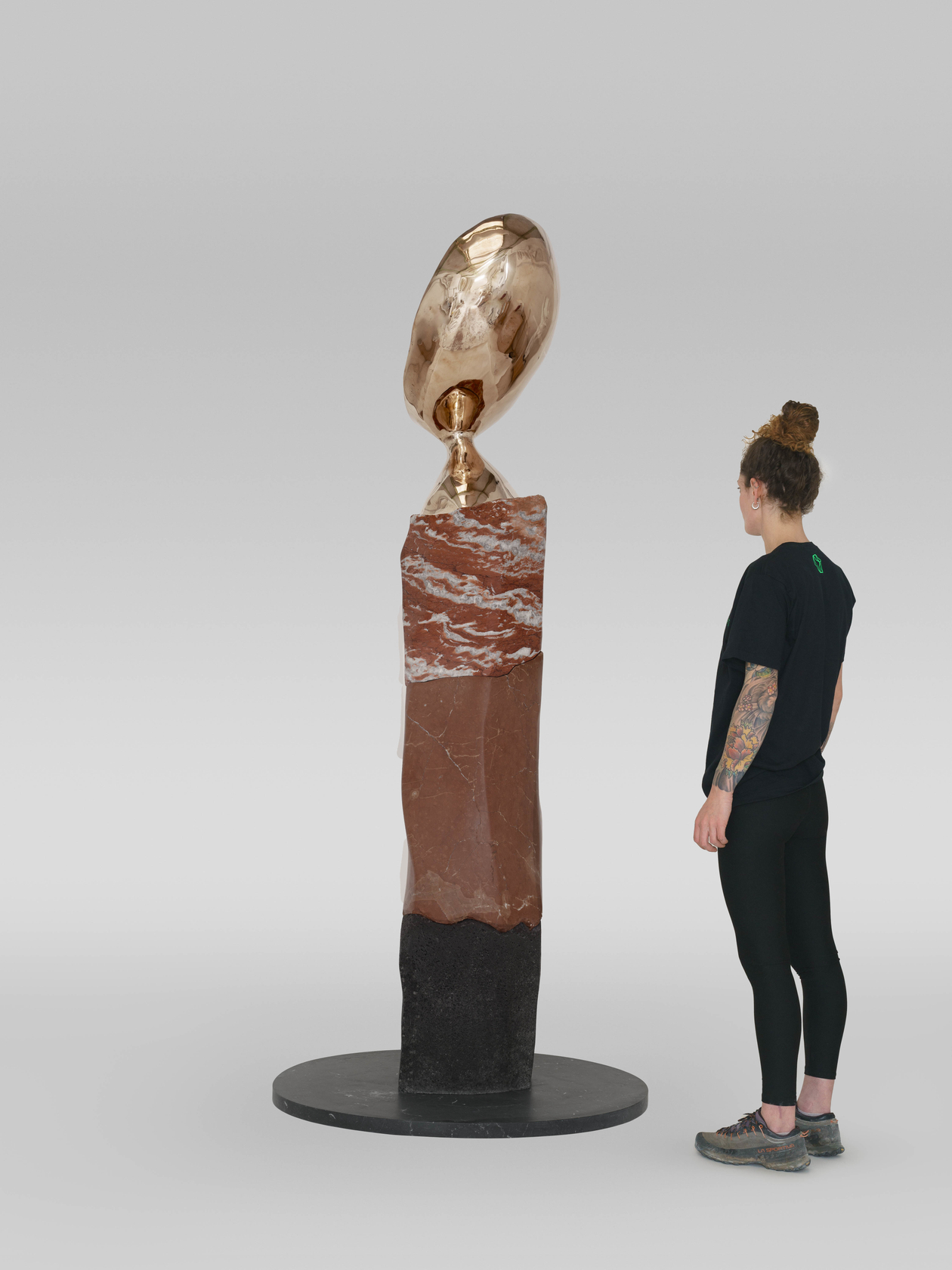 Lina Iris Viktor Diviner V / The Grail2023 Bronze, rouge france, rouge collemandina, volcanic stone, black marquina 213 x 95...