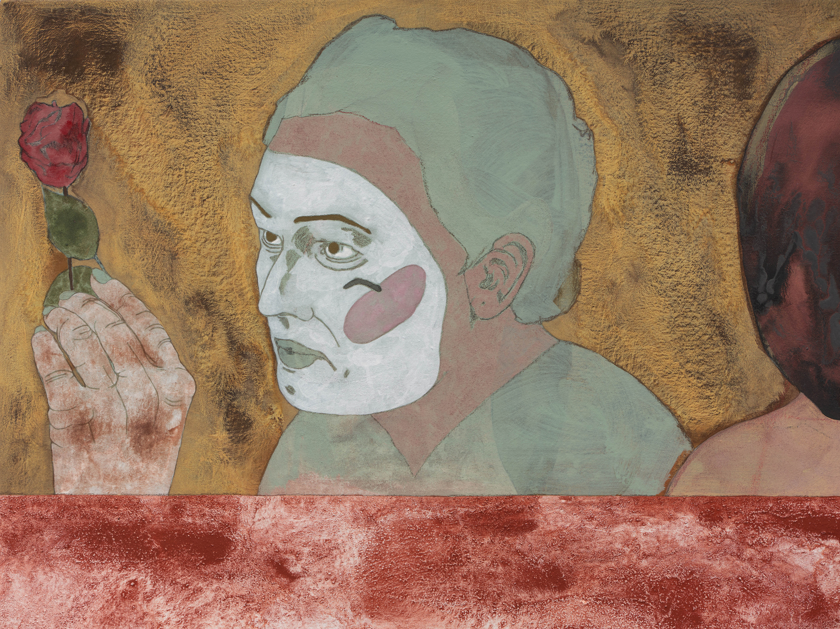 Ella Walker The Romance of the Rose2024 Acrylic dispersion, pigment, chalk and pencil, on canvas 170 x 90 cm 66...