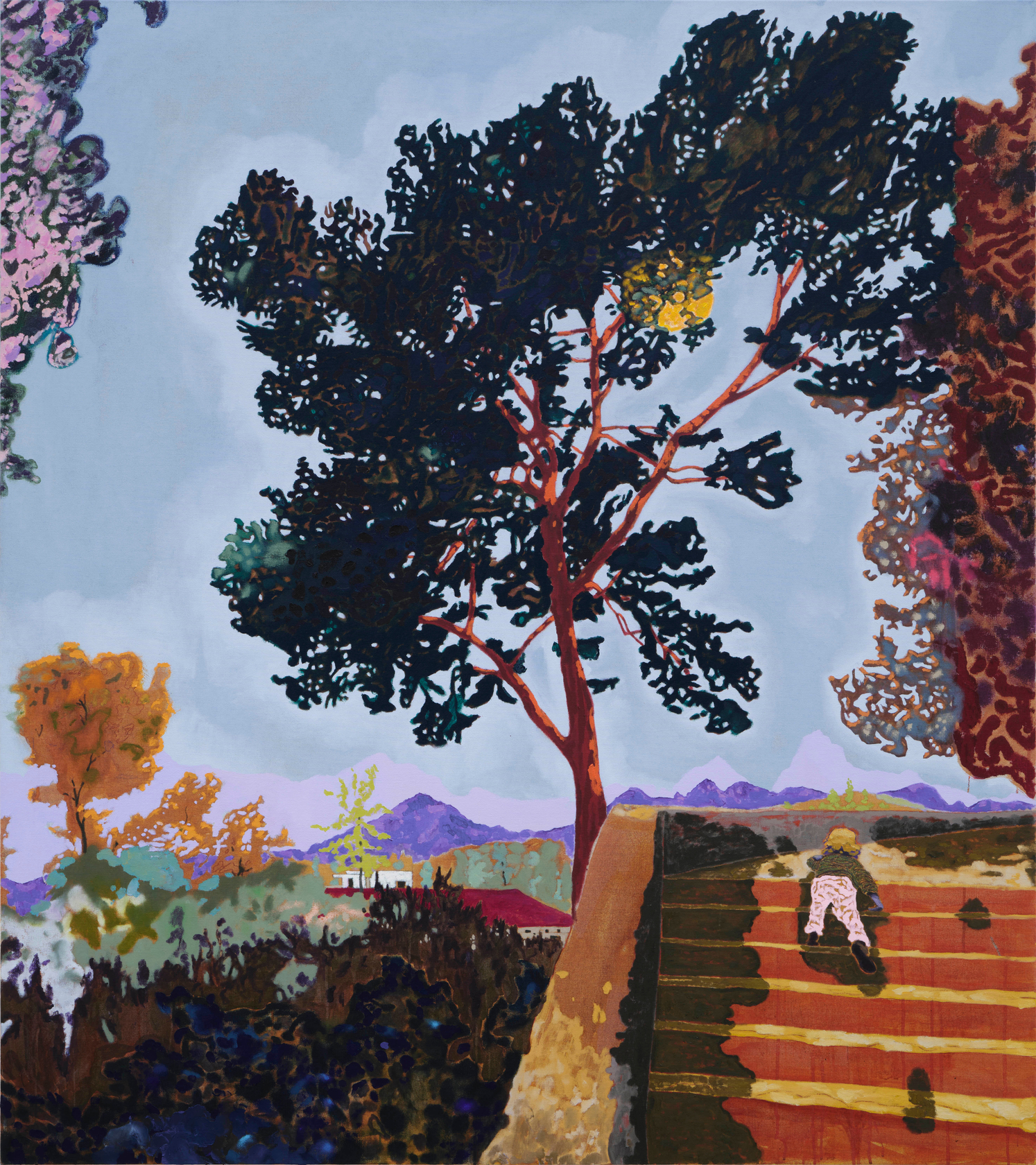 Pierre Knop Climbing the Stairs2024 Oil, ink and oil pastel on canvas 180 x 160 cm 70 7/8 x 63...