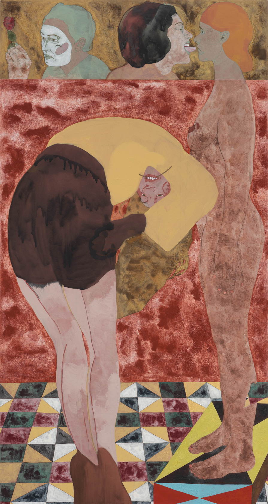 Ella Walker The Romance of the Rose2024 Acrylic dispersion, pigment, chalk and pencil, on canvas 170 x 90 cm 66...