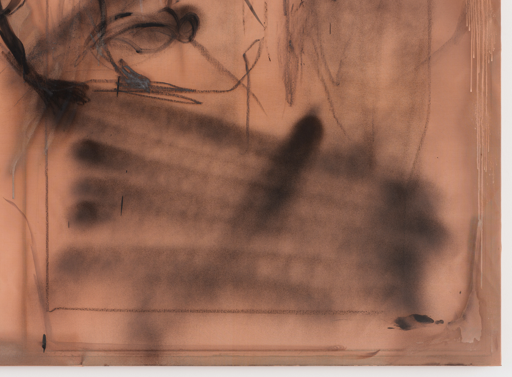 Peppi Bottrop C29.wtfg.022024 Oil, acrylic, charcoal, graphite and paper on copper mesh 189.9 x 170.2 cm 74 3/4 x 67...