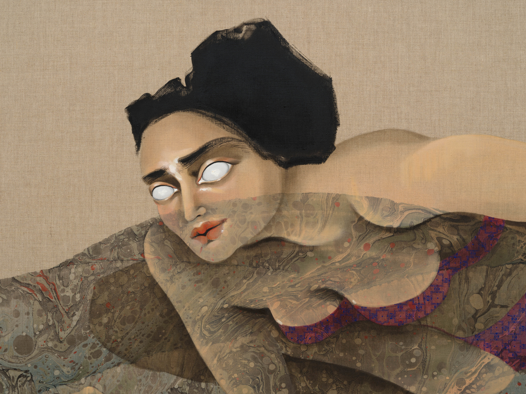 Hayv Kahraman Collecting Tears2024 Oil and acrylic on linen 203.2 x 203.2 cm 80 x 80 in
