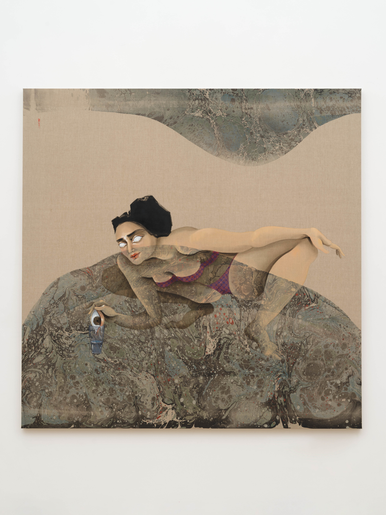 Hayv Kahraman Collecting Tears2024 Oil and acrylic on linen 203.2 x 203.2 cm 80 x 80 in
