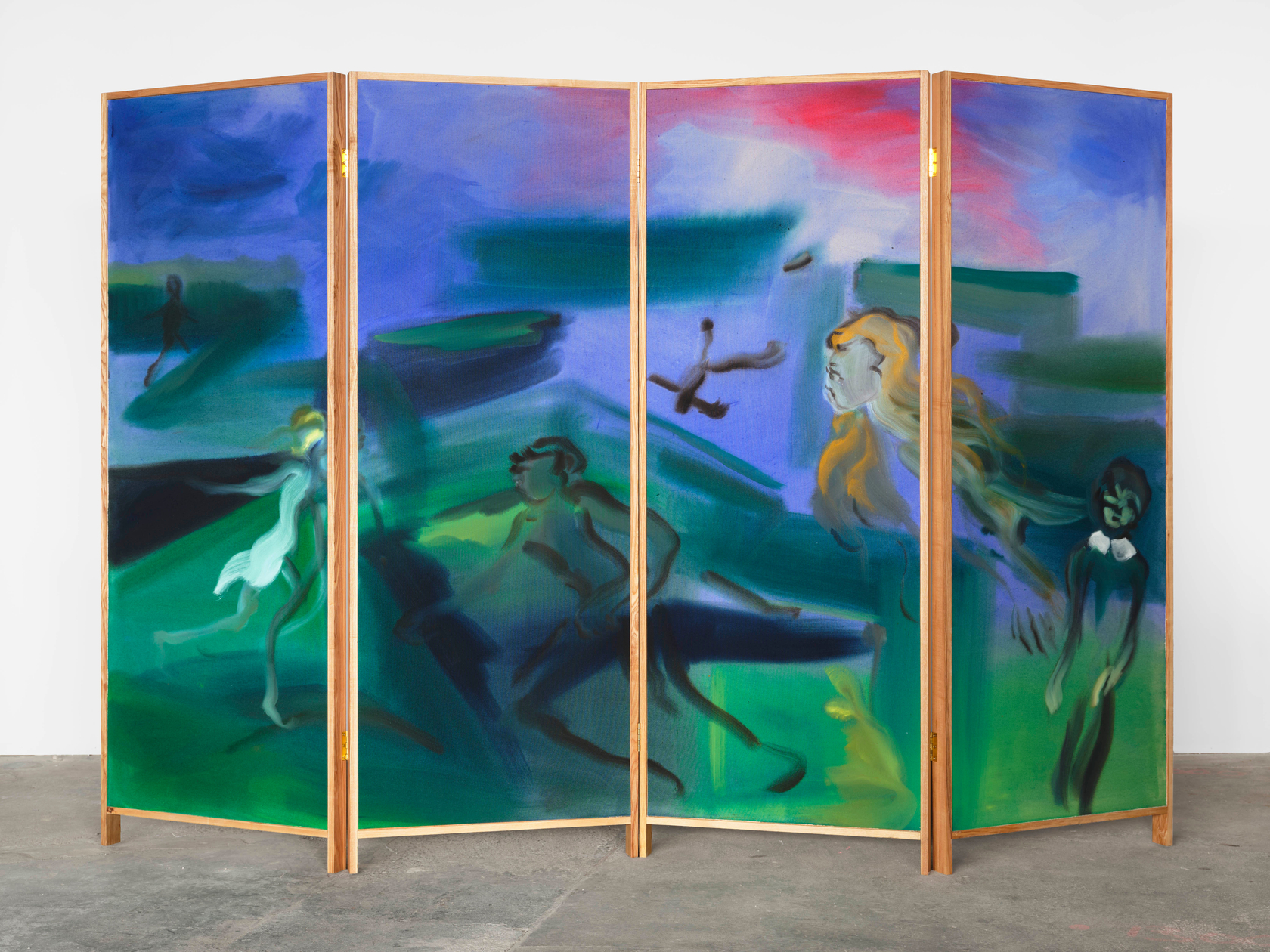 Sophie von Hellermann Living Is Dreaming2025 Acrylic on canvas and wood 4 panels each: 213.5 x 75 cm 84 x...