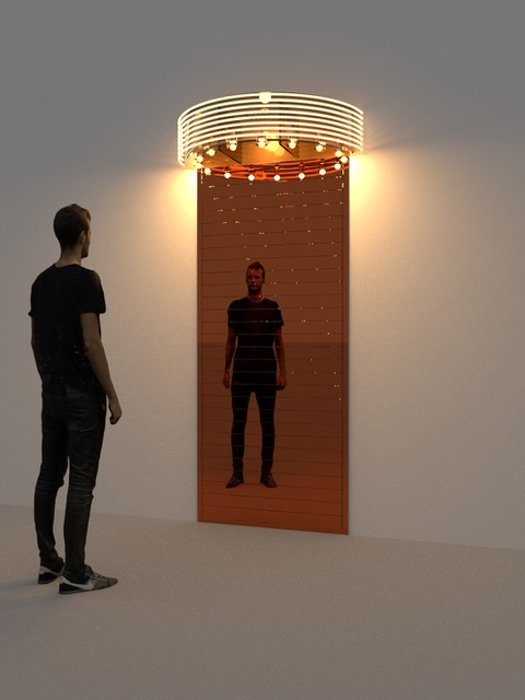 Philippe Parreno Shutter Marquee2018 Marquee: Plexiglass, dimmers, eight neons, eight bulbs, DMX player, cables Shutters: Aluminium, high gloss polished stainless...